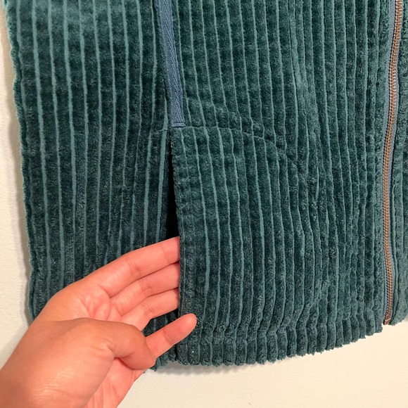 Woolrich Women's 2XL Ribbed Full Zip Sweater Vest Cotton Green Pockets Corduroy - Picture 5 of 9